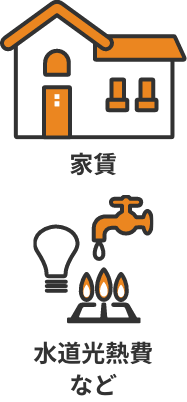 家賃、水道光熱費など