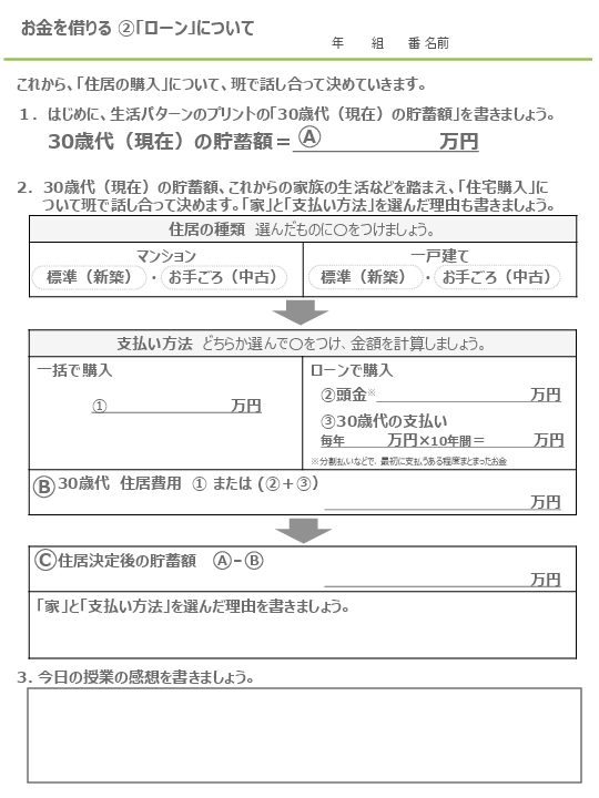 ワークシート はじめてのお金の時間 一般社団法人 全国銀行協会